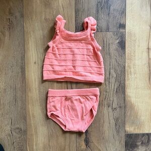 Carter's Coral Knit Ruffle-Shoulder Two-Piece Set